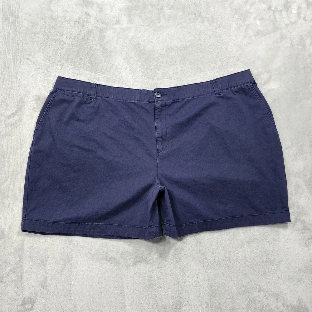Lane Bryant Shorts‎ Womens 28 Blue Chino Twill Stretch Flat Front Casual Summer